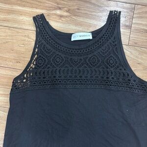 Black Lace Detail Women's Top